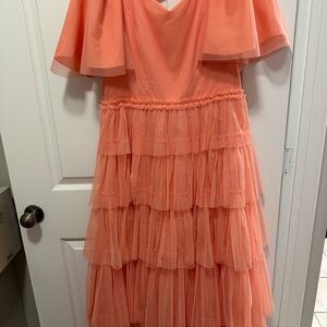 Elegant Peach Layered Dress